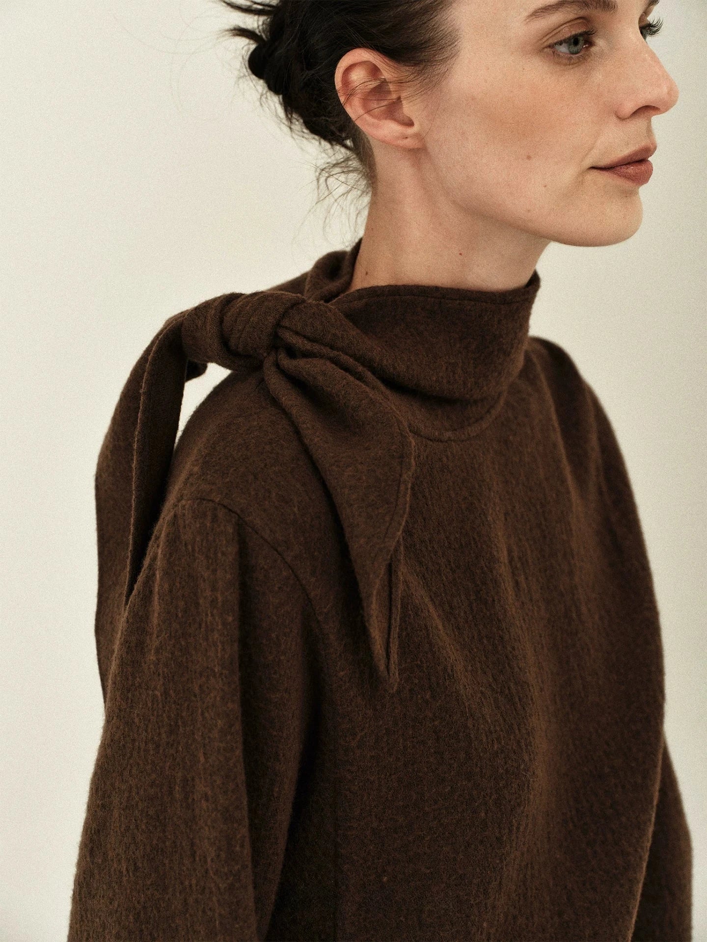 Wool Blend Tie-Neck Sweater