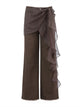 Tulle-Accented High-Waisted Straight Jeans