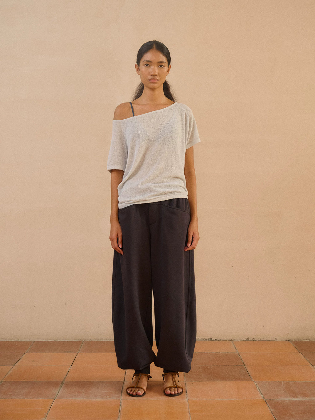 Linen Loop Yarn Off-Shoulder Top