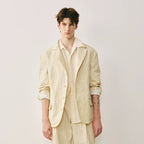Textured Cotton-Blend Four-Button Blazer