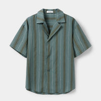 Striped Tencel Camp Collar Shirt