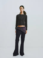 Plaid Flared Trousers With Draped Waist