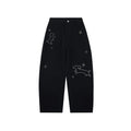 Embroidered Puppy Motif Wide-Leg Trousers