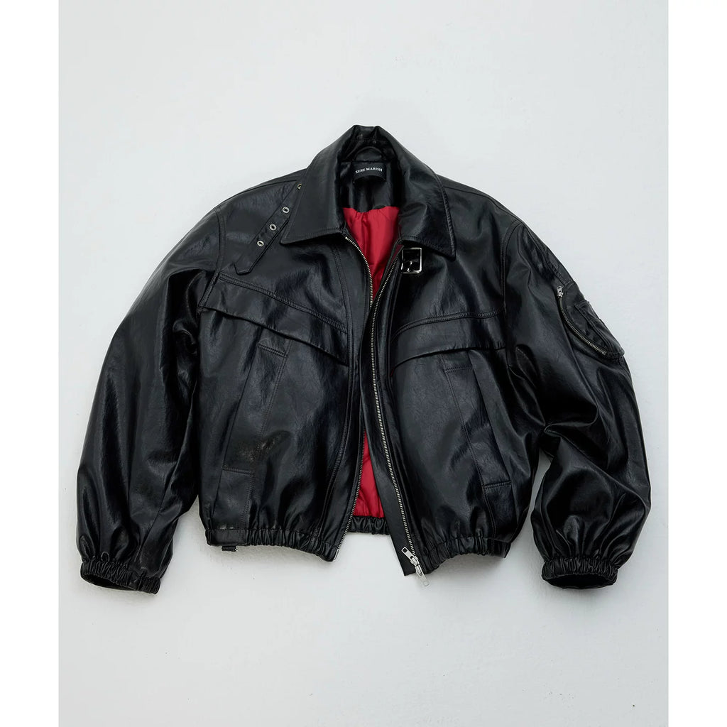 Oversized Leather Bomber Jacket