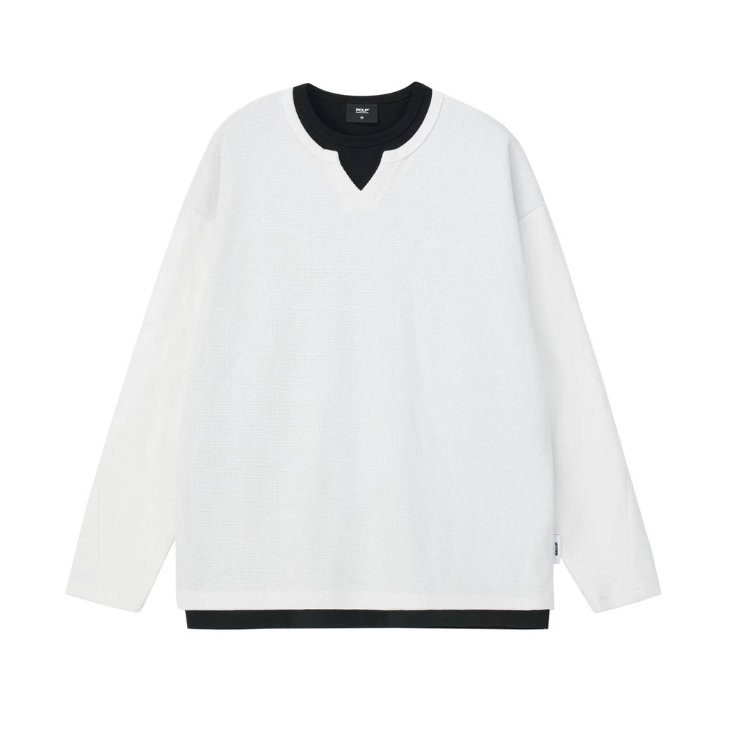 Waffle Knit Layered Long-Sleeve Top