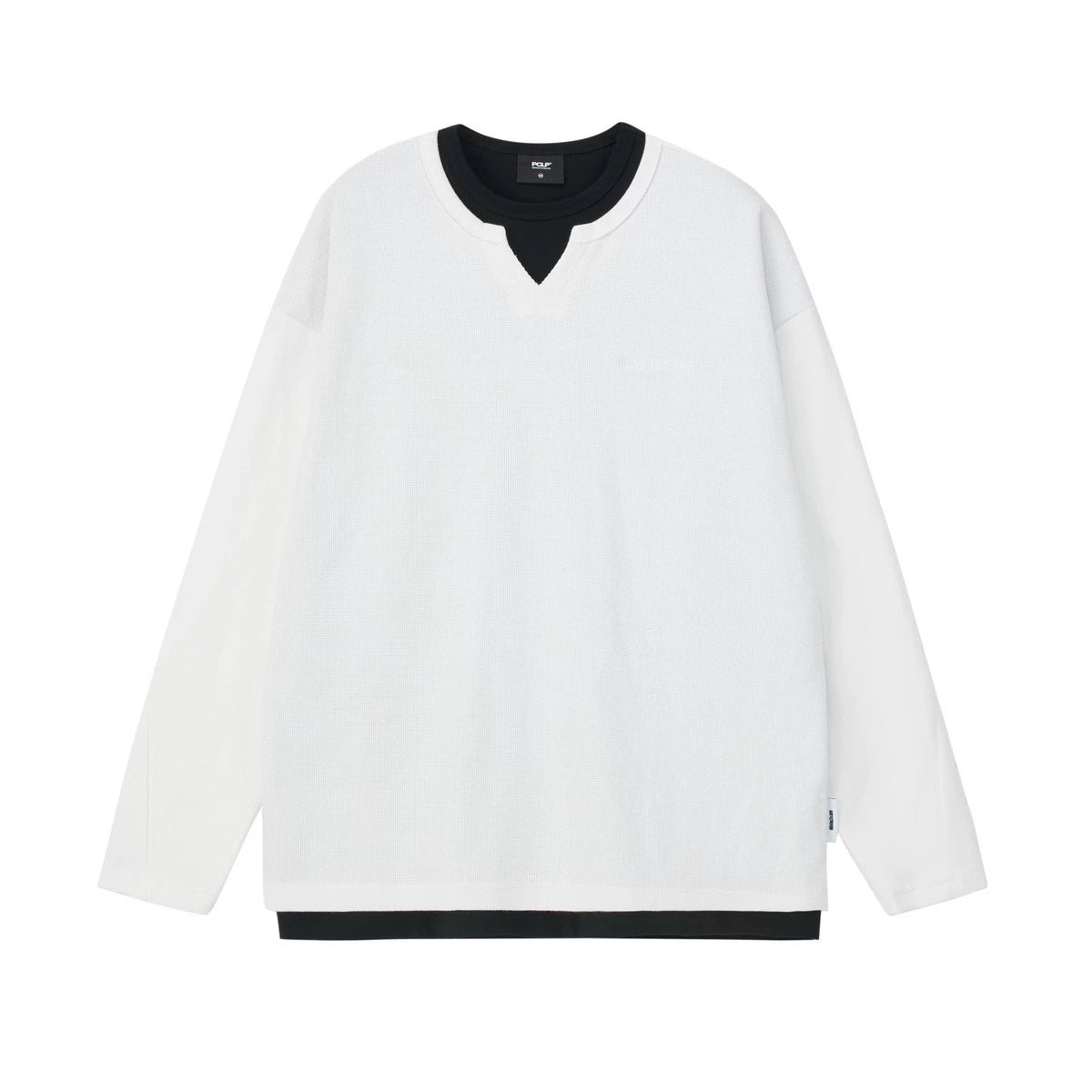 Waffle Knit Layered Long-Sleeve Top