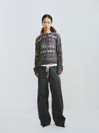 Distressed Diamond Knit Wool Pullover