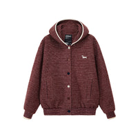 Striped Puppy Embroidered Hooded Cardigan