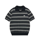 Striped Knit Polo Shirt