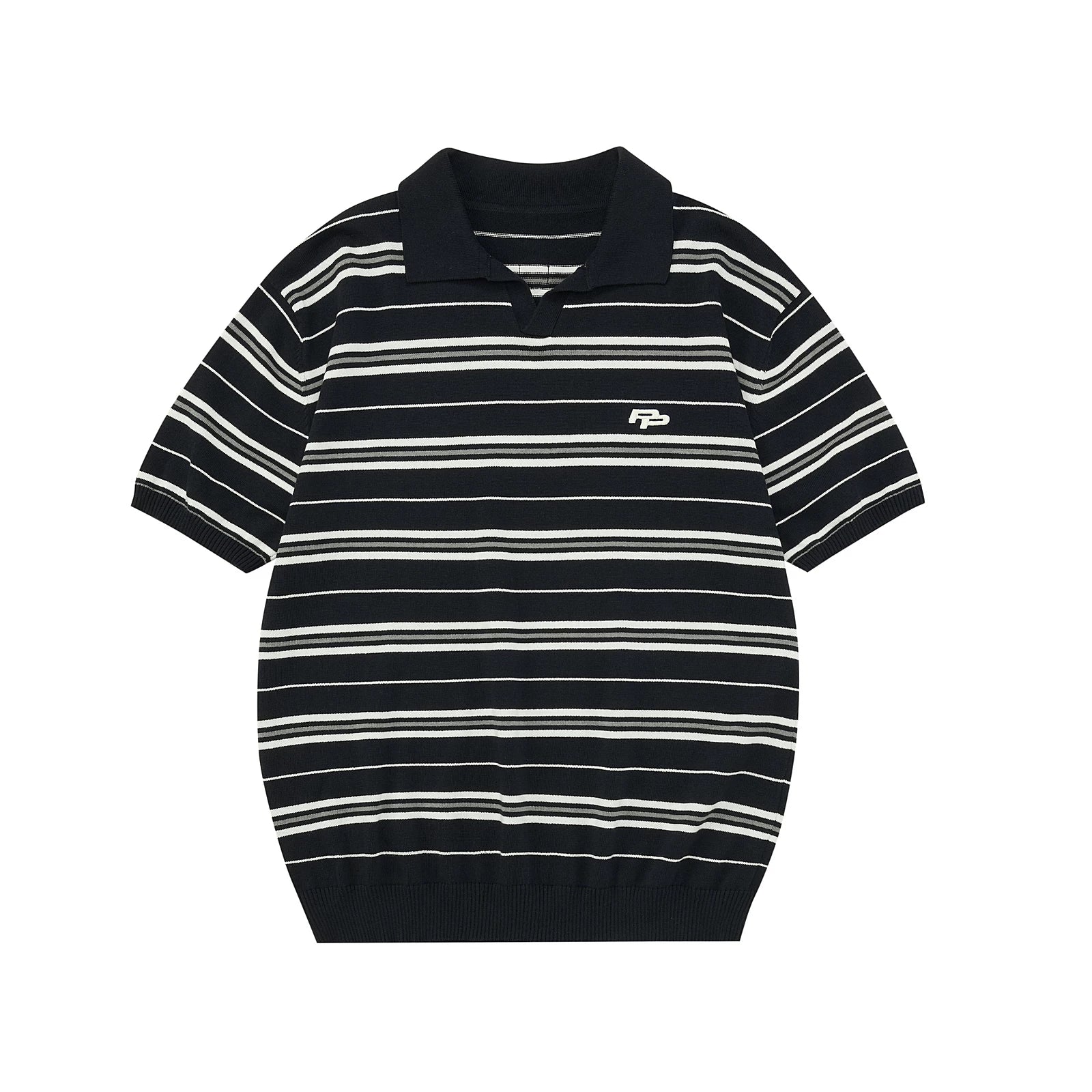 Striped Knit Polo Shirt