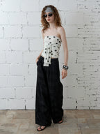 Polka Dot Ruched Tie-Front Tube Top