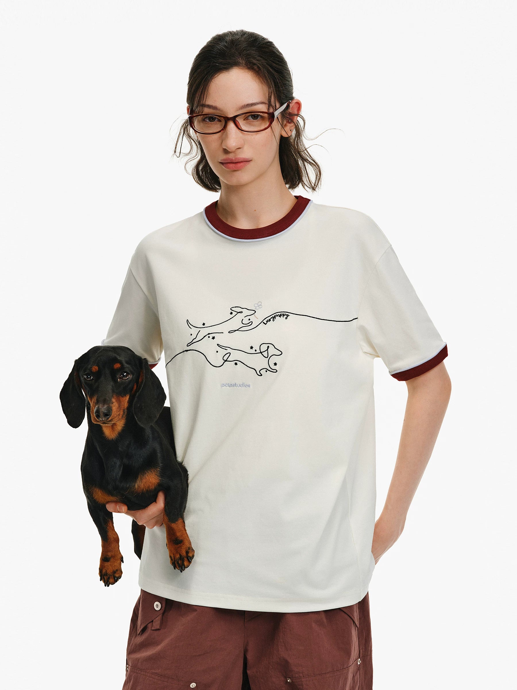 Line Art Graphic Crew Neck T-Shirt