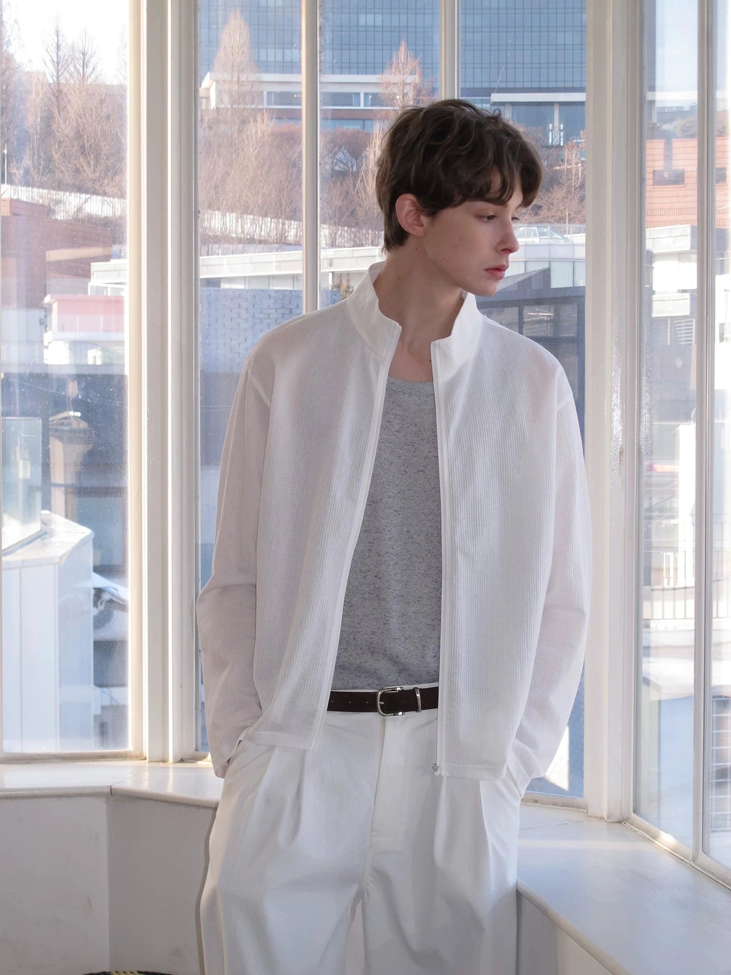 Minimalist Ribbed Zip-Up Jacket