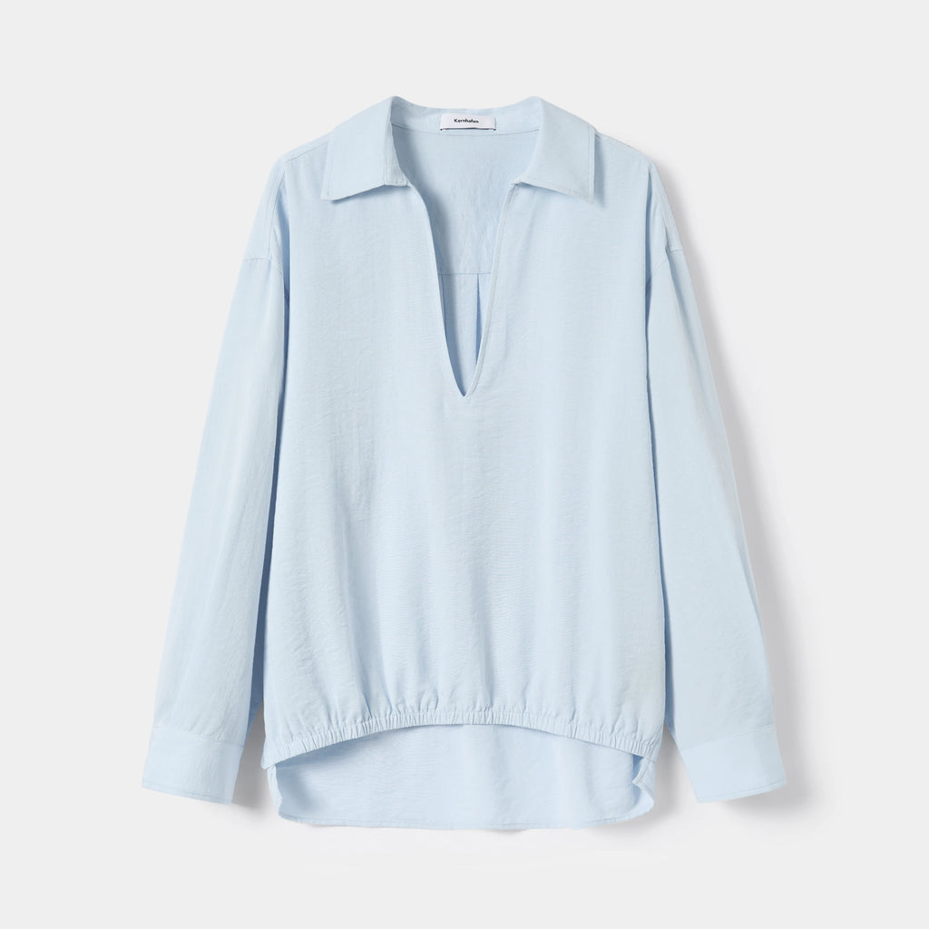 Oversized V-Neck Poplin Shirt