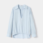 Oversized V-Neck Poplin Shirt