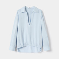 Oversized V-Neck Poplin Shirt