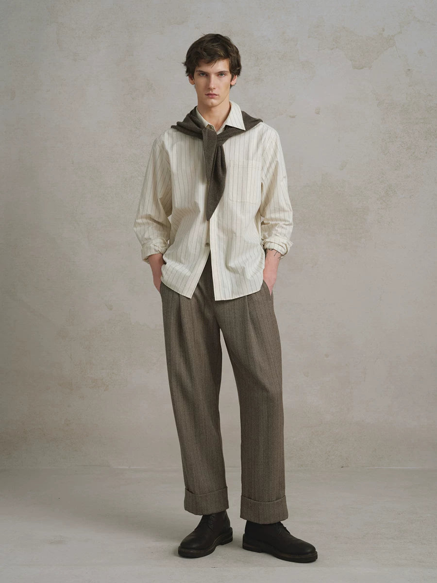 Striped Cotton Linen Blend Shirt