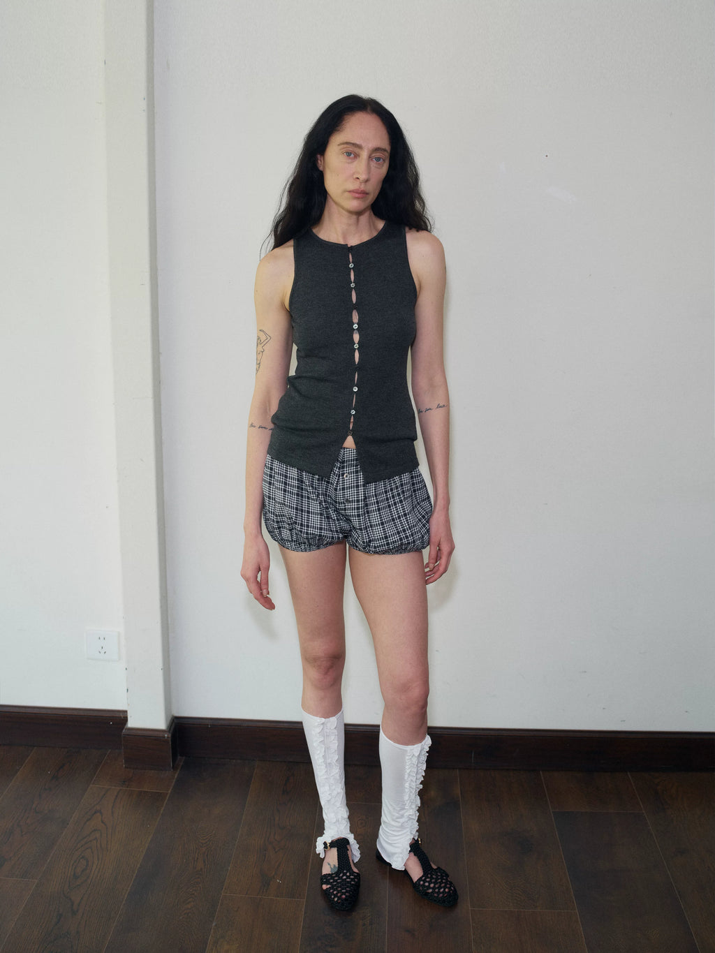 Ribbed Wool Button-Front Tank