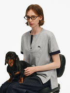 Contrast Trim Henley T-Shirt