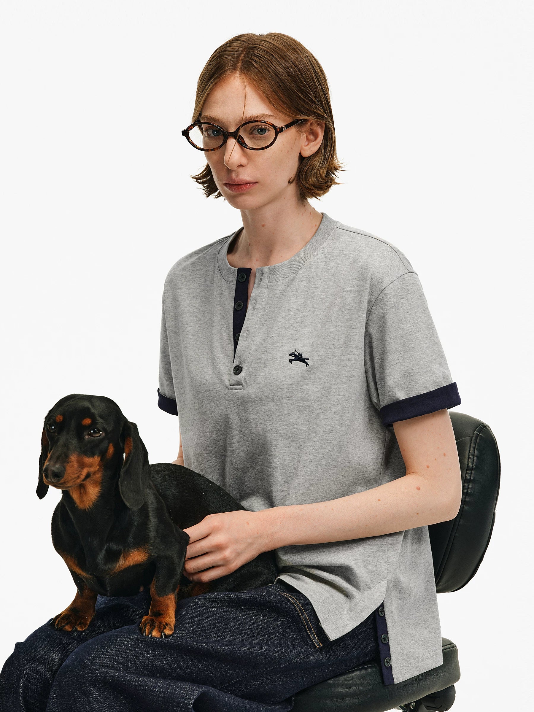 Contrast Trim Henley T-Shirt