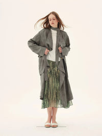 Sand-Washed Ribbon Detail Trench Coat