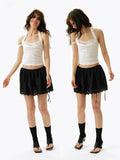 Embroidered Eyelet Lace Mini Skirt