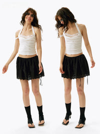 Embroidered Eyelet Lace Mini Skirt