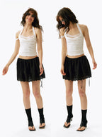 Embroidered Eyelet Lace Mini Skirt