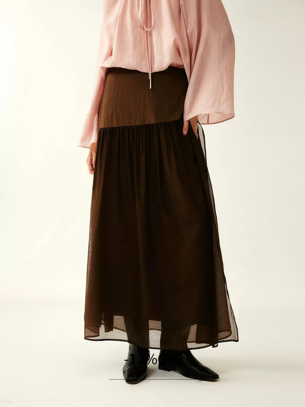 Amber Brown Patchwork Maxi Skirt