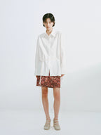 Paisley Print Drawstring Mini Skirt