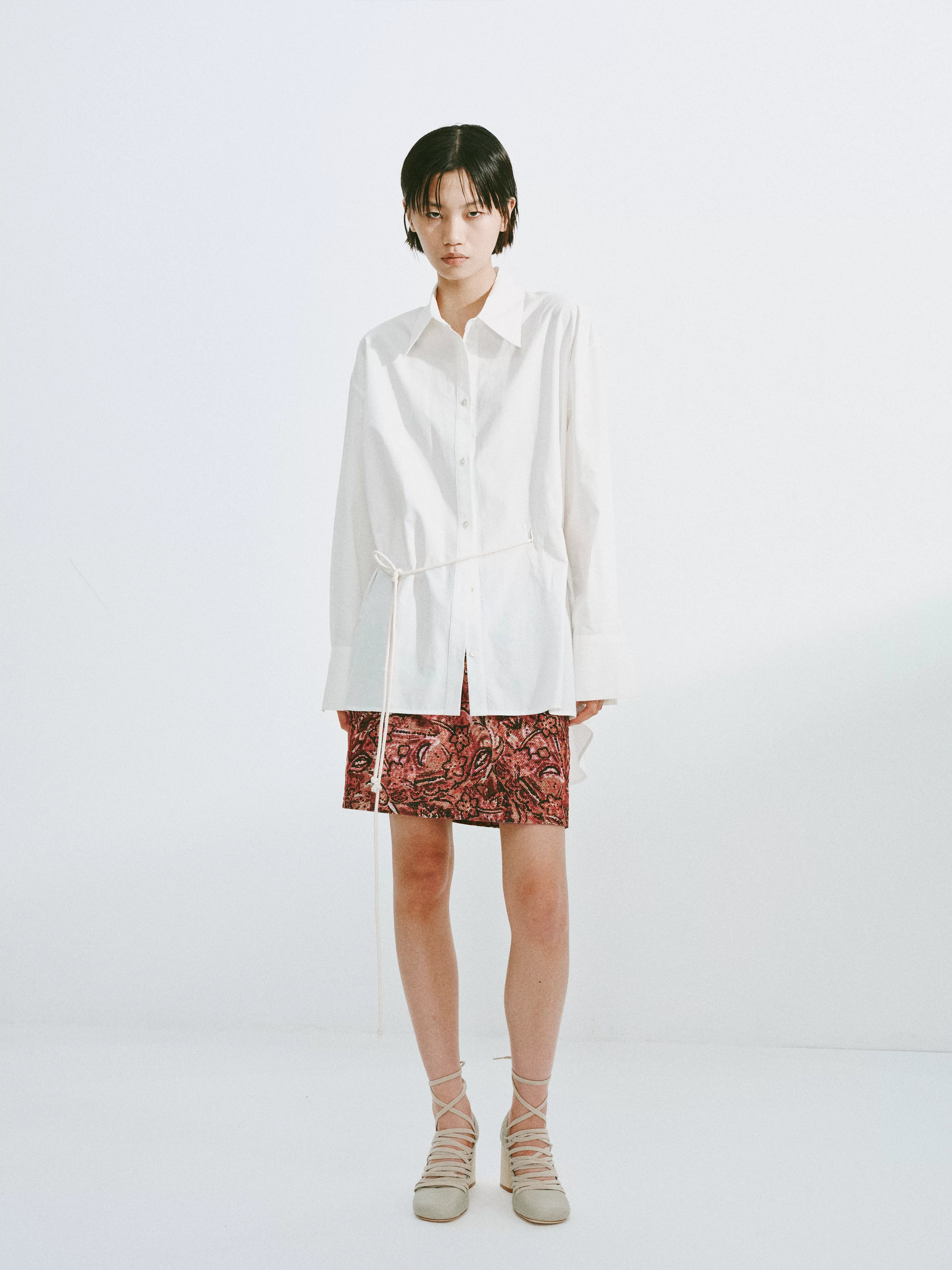 Paisley Print Drawstring Mini Skirt