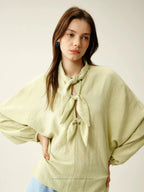 Textured Tie-Front Blouse