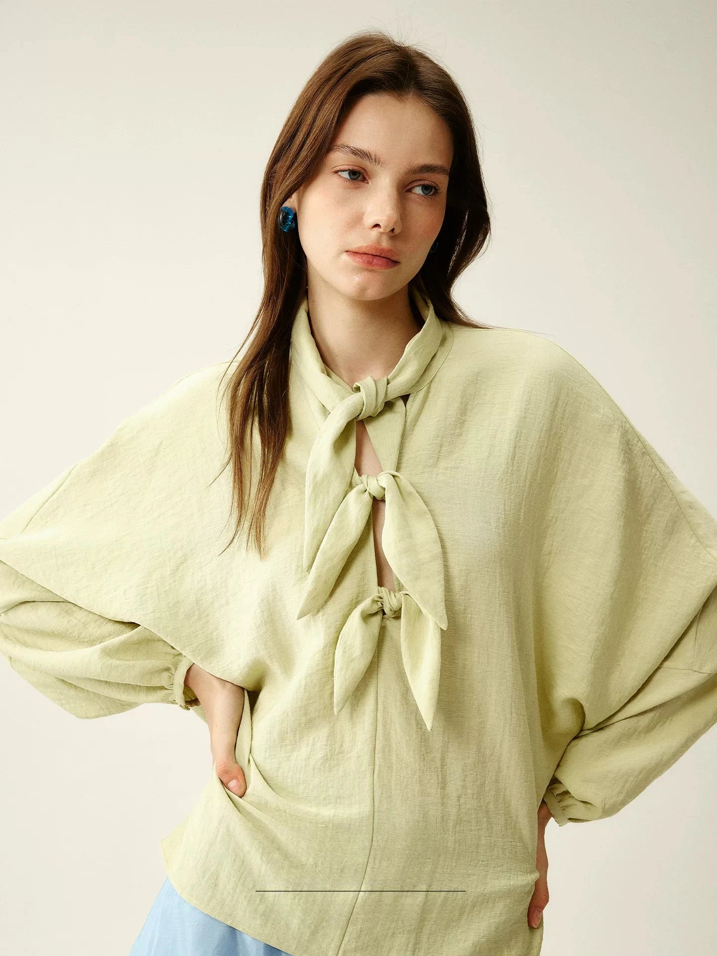 Textured Tie-Front Blouse