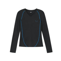 Contrast Stitch V-Neck Long Sleeve Top