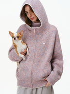 Mohair Blend Hooded Zip Cardigan