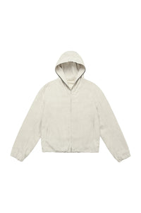 Wool Blend Full-Zip Hooded Jacket