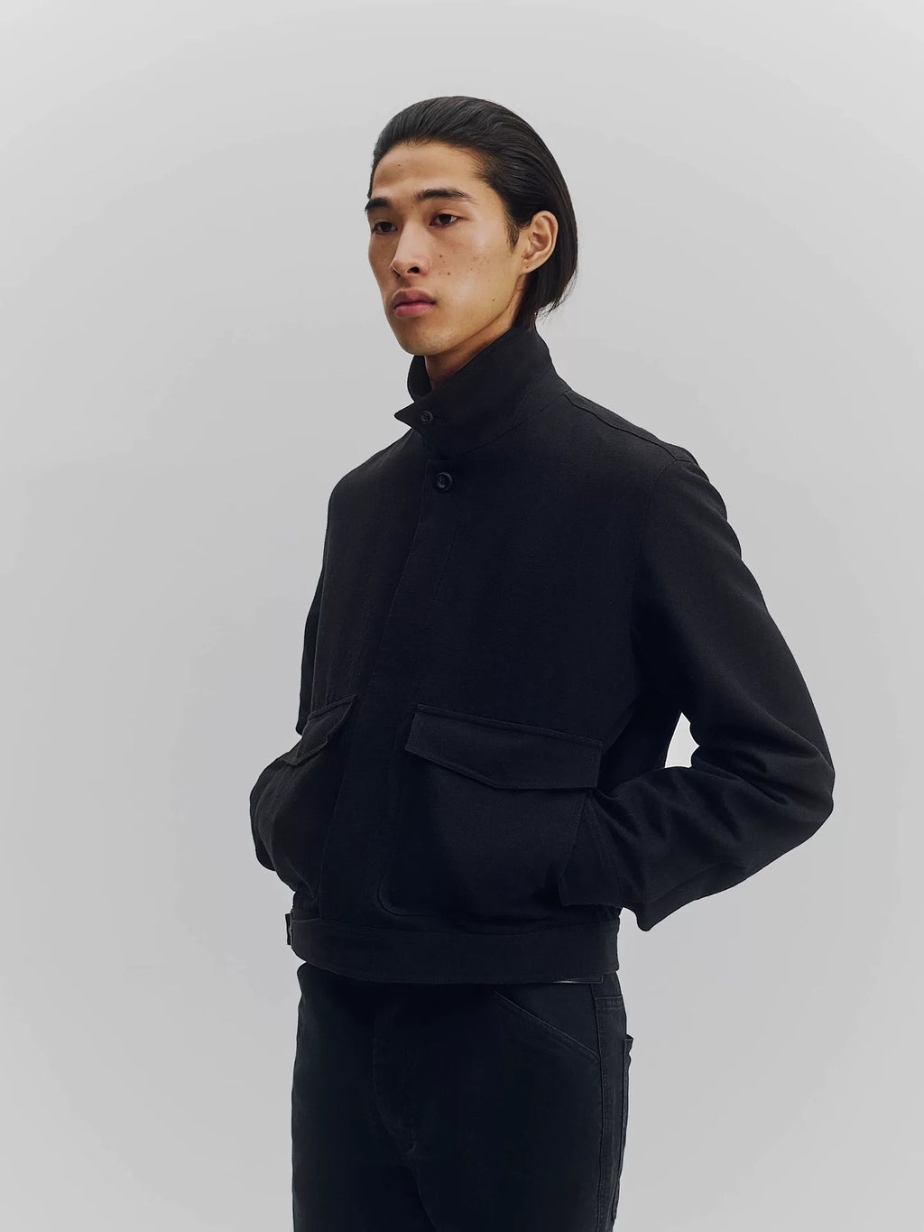 Wool Blend Cropped Field Jacket