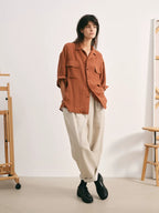 Cotton Ramie Cuban Collar Shirt