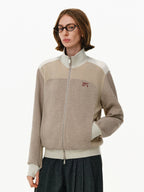 Color-Block Stand-Collar Zip Jacket