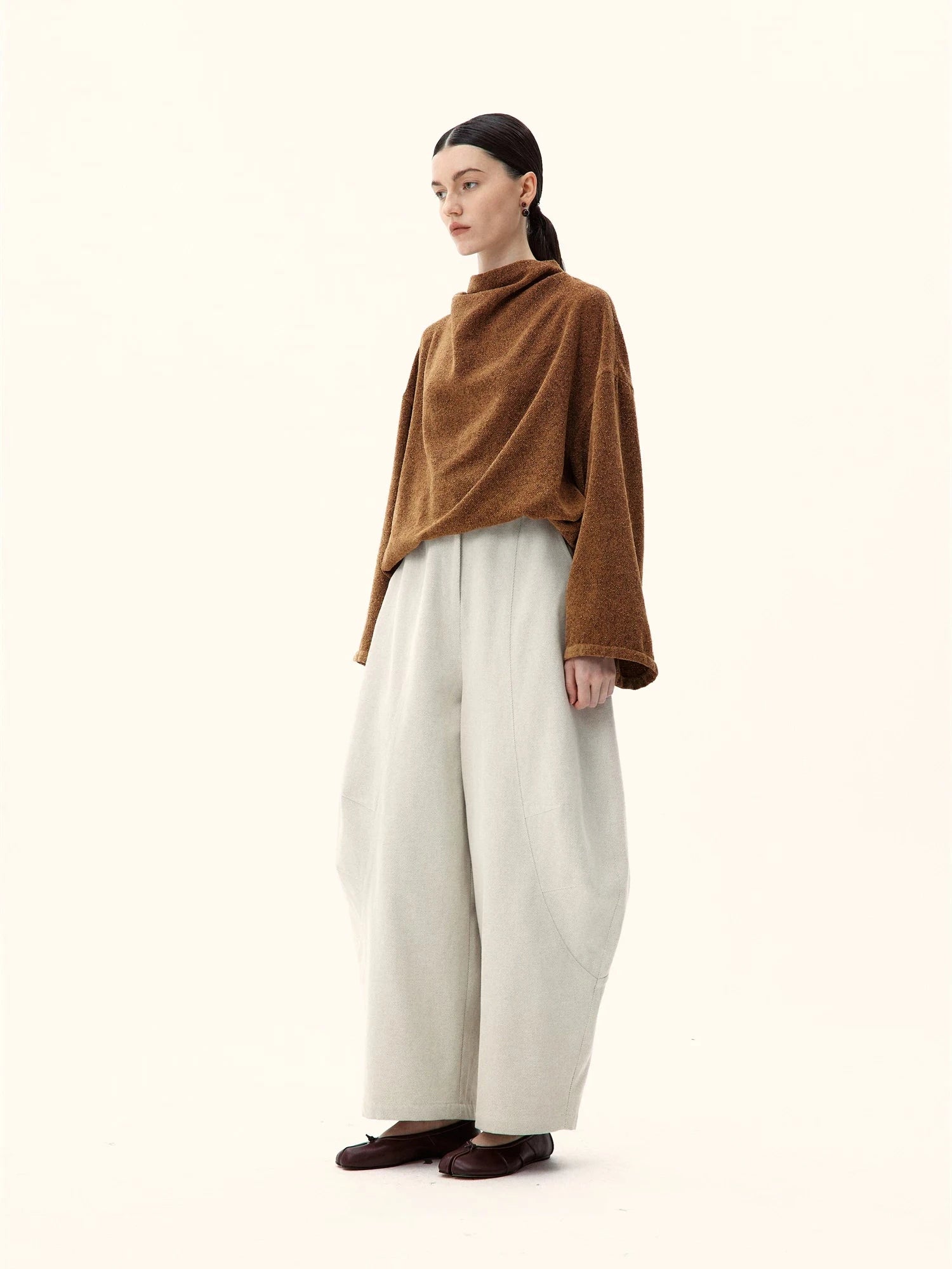 Textured High-Neck Oversized Pullover
