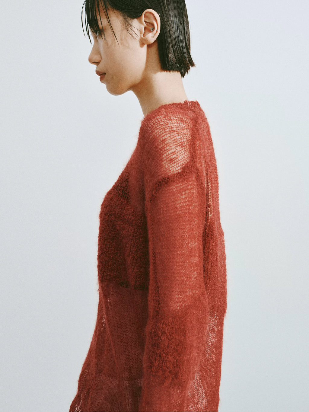 Sheer Mohair Knit Pullover