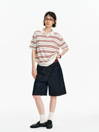 Striped Knit Polo Shirt