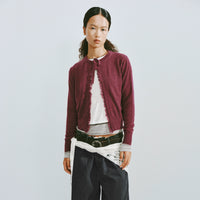 Fringed Wool Blend Tie-Front Cardigan