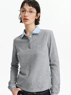 Contrast Collar Long Sleeve Polo