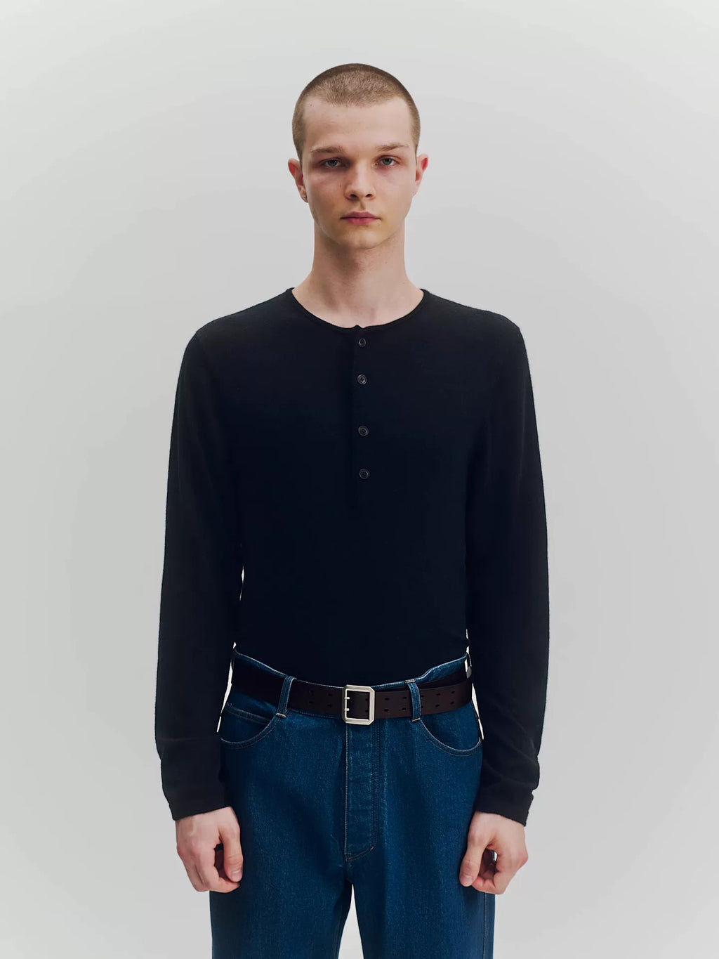 Cashmere Blend Henley Knit Sweater