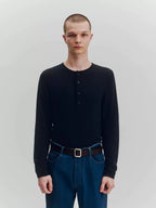 Cashmere Blend Henley Knit Sweater