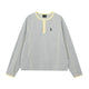 Contrast Stitch Henley Long-Sleeve Top