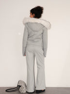 Low-Rise Flared Knit Trousers