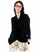Draped Tencel Sculptural Long-Sleeve Top