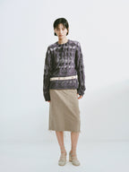 Distressed Diamond Knit Wool Pullover